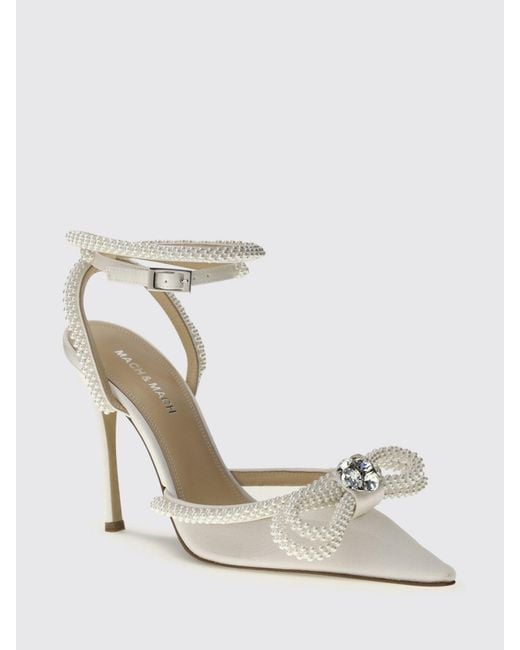 Mach & Mach White Satin Pumps With Applied Beads