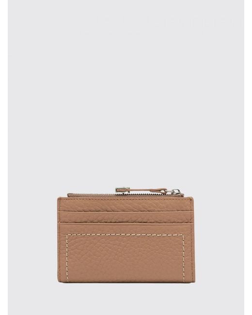 Gianni Chiarini Natural Grained Leather Bifold Wallet With Laminated Logo And Coin Pocket
