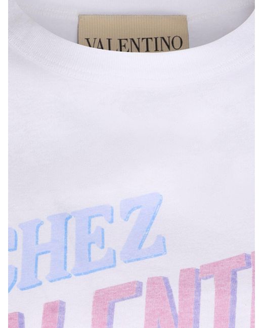 Valentino Garavani White Chez Slim Fit Cotton T-Shirt With Logo Print