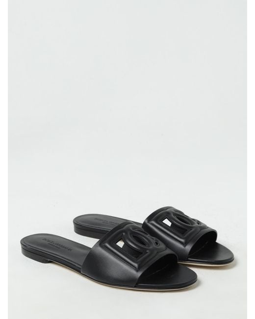 Dolce & Gabbana White Bianca Logo Leather Slides