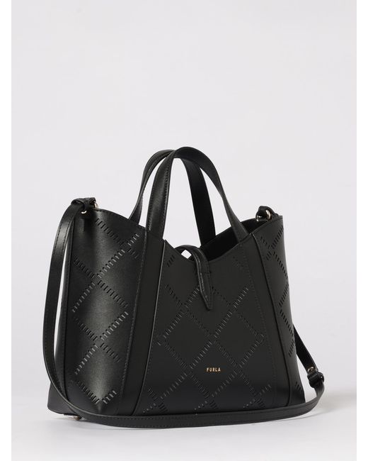 Furla Black Goccia Perforated Leather Bag