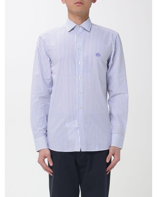 Etro Purple Striped Cotton Shirt for men