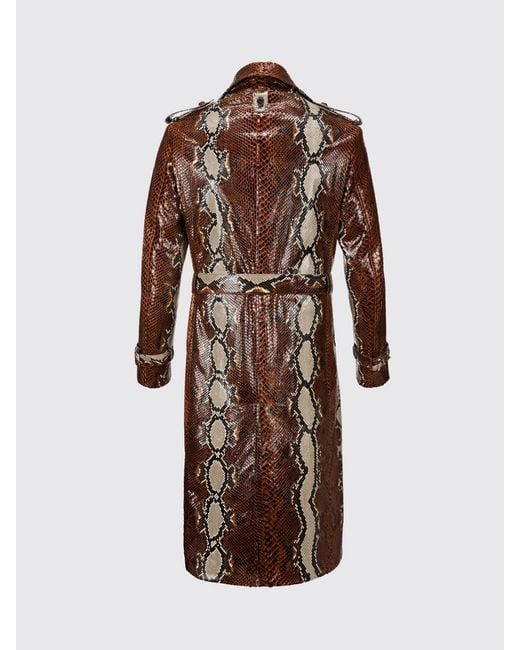 Billionaire Natural Double-Breasted Python Leather Trench Coat With Belt And Epaulettes for men