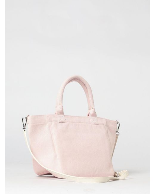 Ganni Pink Recycled Cotton Canvas Mini Bag With Top Handles