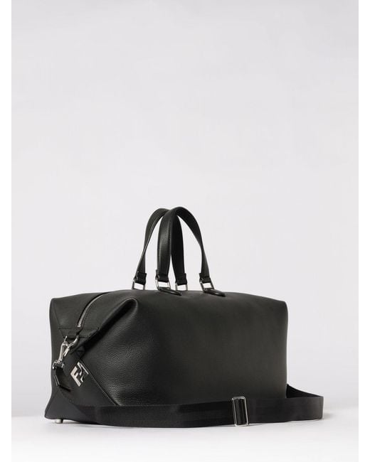 Fendi Black Lui Grained Leather Duffle Bag for men