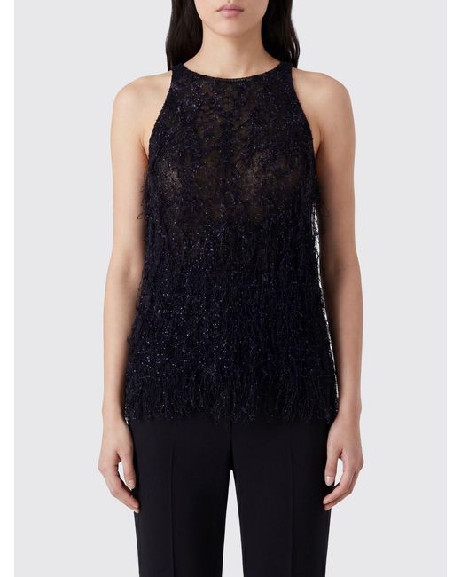 Giorgio Armani Blue Fringed Top With Beads