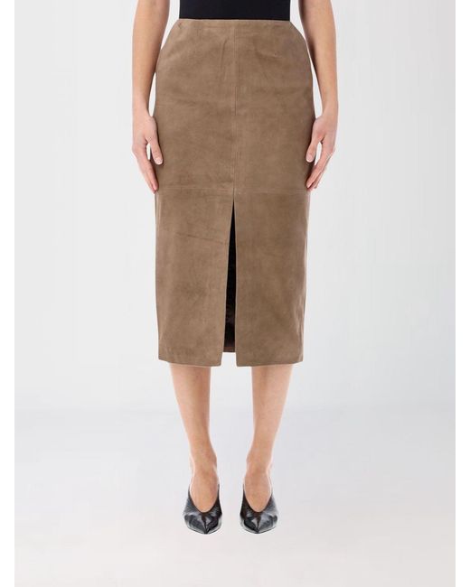 ROTATE BIRGER CHRISTENSEN Natural Suede Midi Skirt