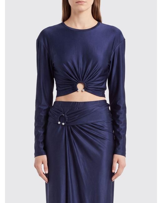 Rabanne Blue Viscose Crop Top