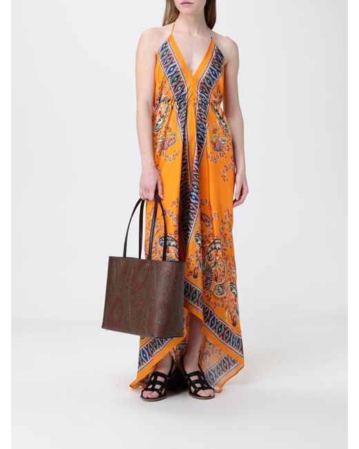 Etro Brown Essential Paisley Print Coated Cotton Bag