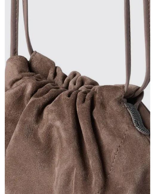 Brunello Cucinelli Brown Bc Duo Suede Bag