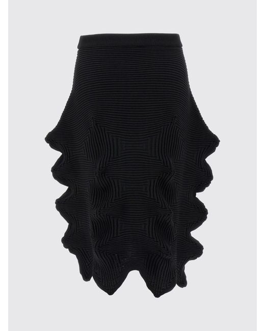 Issey Miyake Black Asymmetric Cotton Blend Skirt