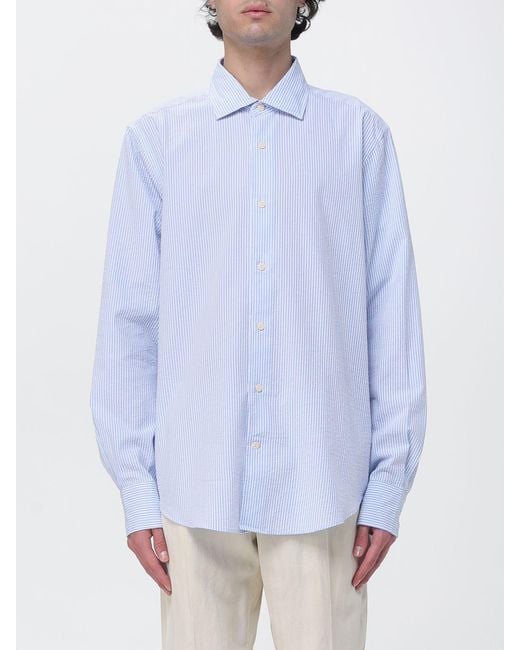 Mc2 Saint Barth White Striped Linen Blend Shirt for men