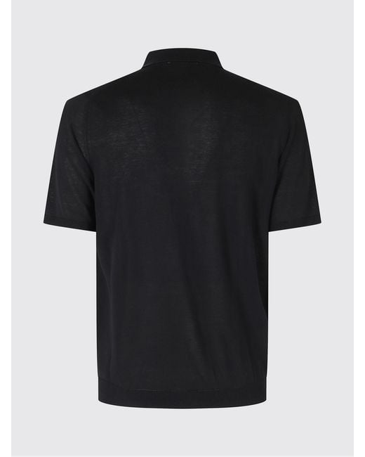 Roberto Collina Black Knit Polo Shirt for men