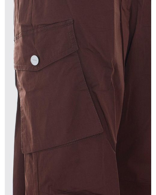 Ganni Red Slim Fit Stretch Organic Cotton Cargo Trousers