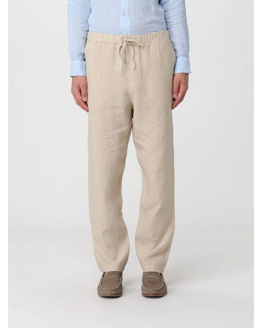 120% Lino Natural Linen Drawstring Trousers for men