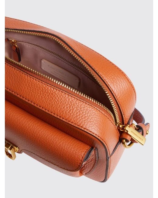 Coccinelle Orange Beat Mini Hammered Leather Bag