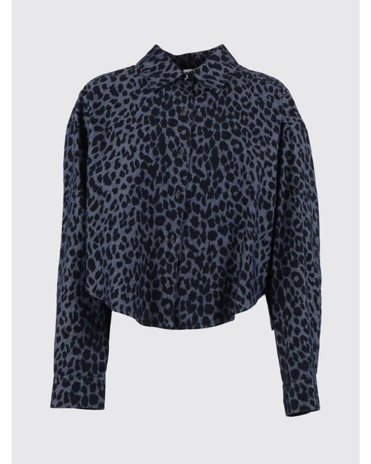 Aspesi Blue Cotton Shirt With Animal Print