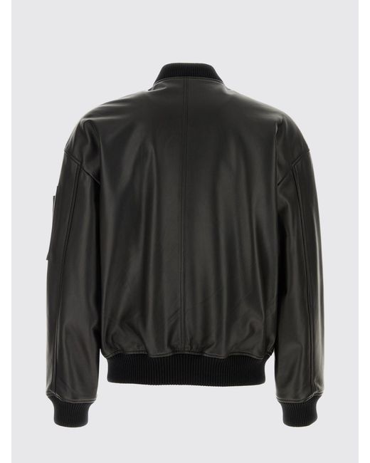 DSquared² Black Leather Bomber Jacket for men