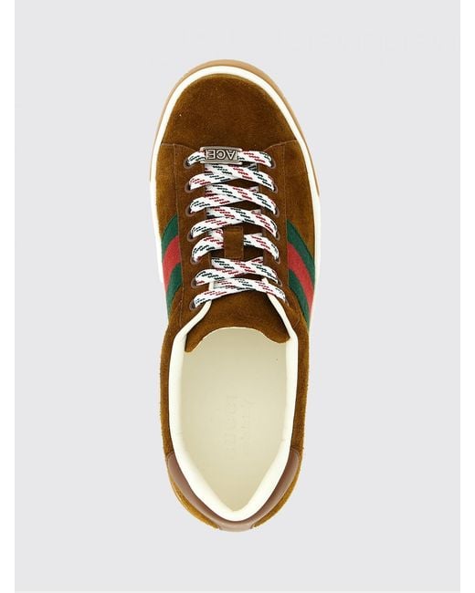 Gucci Brown Ace Suede Sneakers for men