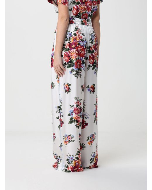 Dolce & Gabbana White Dolce &Amp Gabbana Floral Silk Trousers