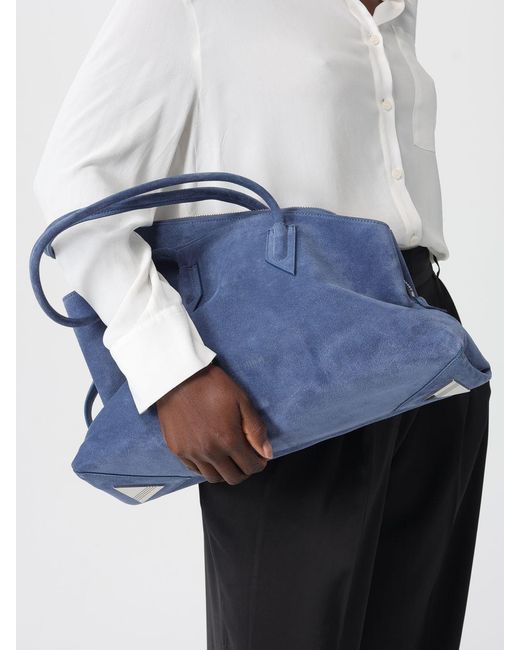 The Attico Blue La Passeggiata Medium Suede Bag