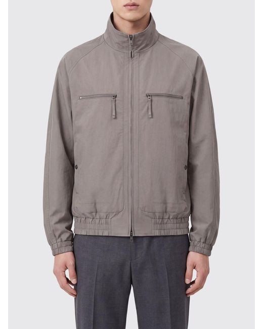 Wooyoungmi Gray High Neck Polyester Bomber Jacket With Zip Pockets for men