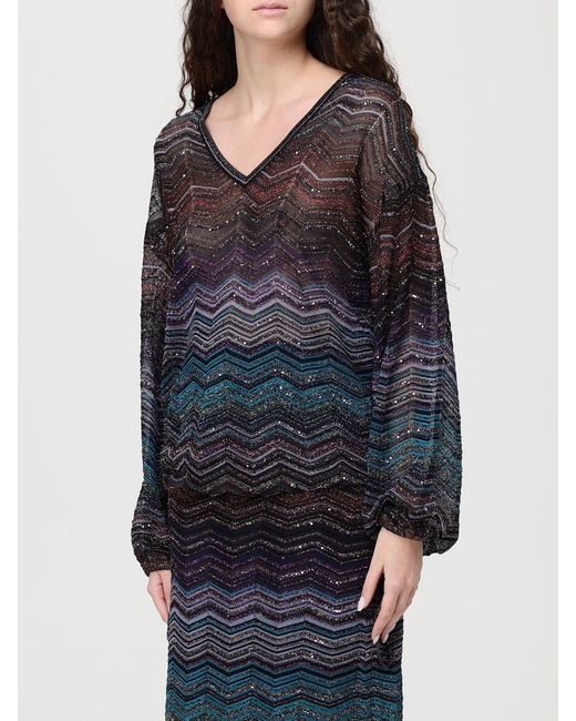 Missoni Blue Zig Zag Lurex Viscose Top