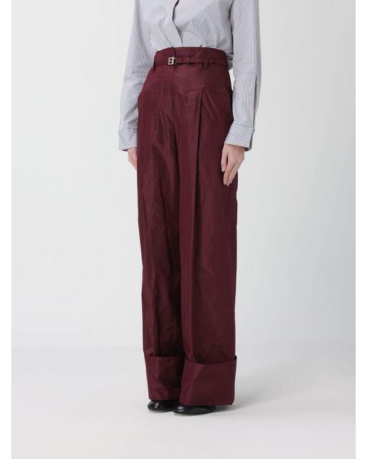 Fendi Purple Silk Taffeta Trousers