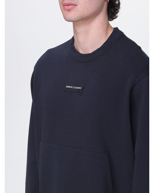 ARMANI EXCHANGE Blue Crew Neck Cotton Blend Sweatshirt With Logo for men
