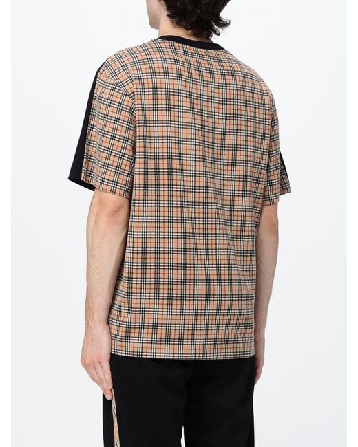 Burberry Black Ekd Logo Cotton T-Shirt With Vintage Check Details for men