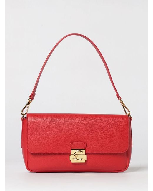 Coccinelle Red C-Me Lock Leather Bag