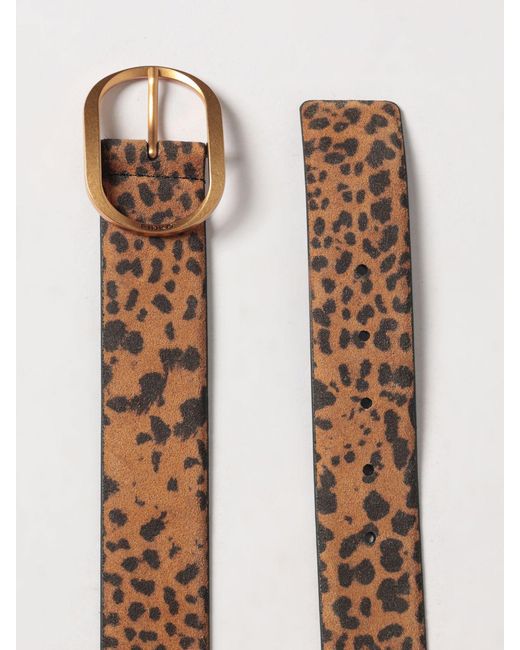 Pinko Brown Animal Print Suede Belt