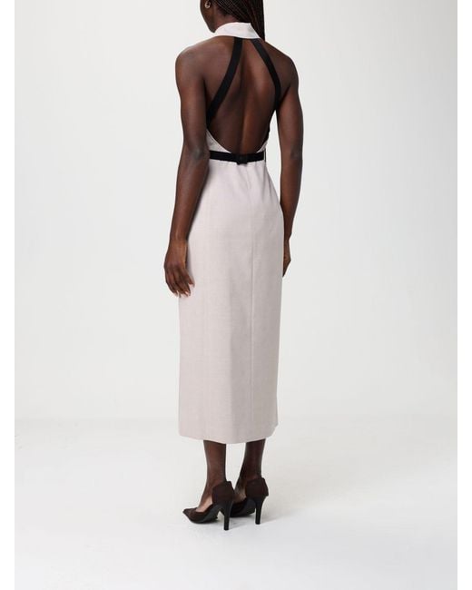 Max Mara Natural Cime Cotton And Wool Blend Midi Dress