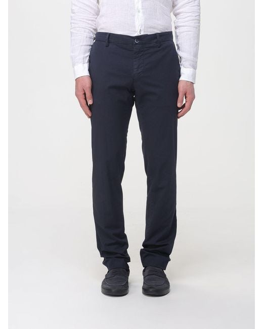 Mason's Blue Stretch Cotton Chino Trousers for men
