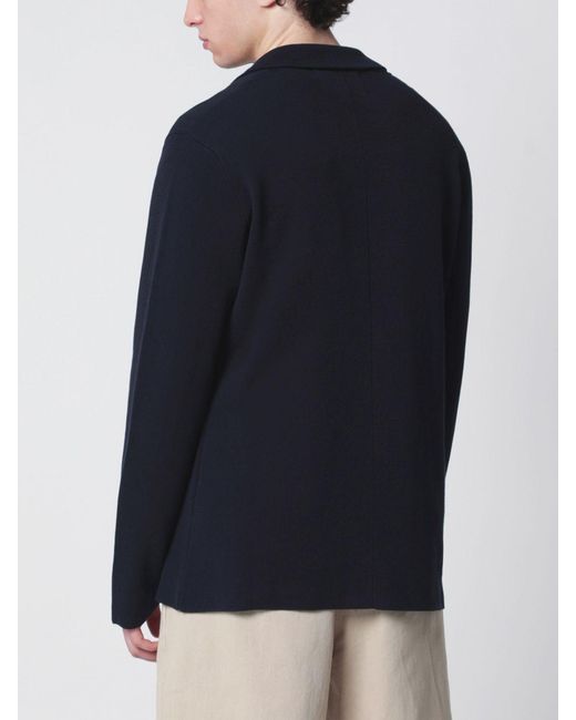 Roberto Collina Blue Single-Breasted Cotton Blazer for men