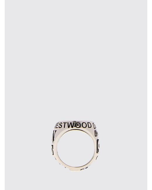 Vivienne Westwood White Lancelot Orb Logo Metal Ring