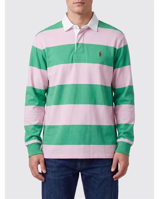 Polo Ralph Lauren Green Striped Cotton Casual Polo Shirt for men
