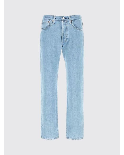 Levi's Blue 5-Pocket Straight-Fit Cotton Denim Jeans for men