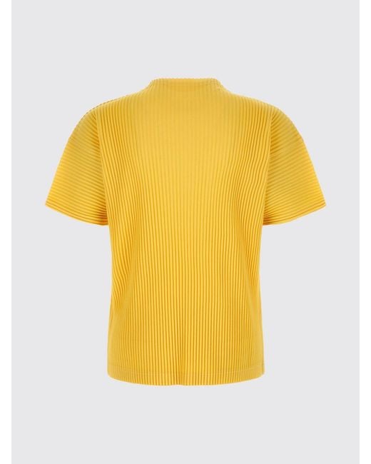 Homme Plissé Issey Miyake Yellow Pleated Polyester T-Shirt for men