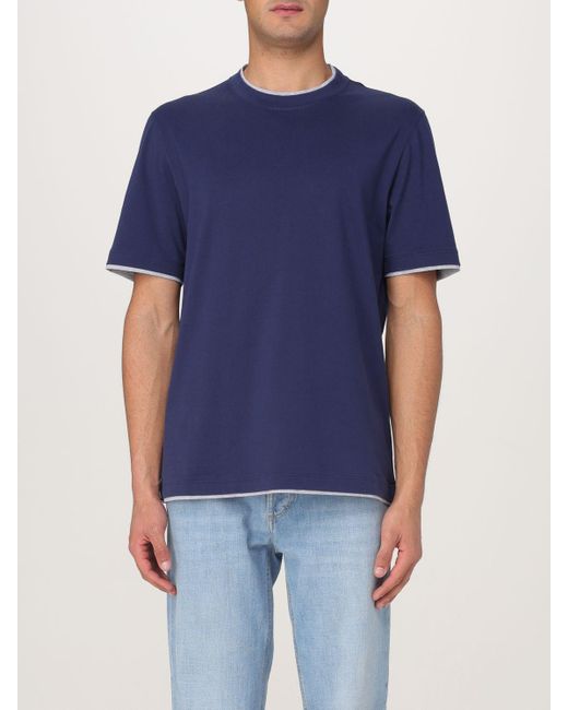 Brunello Cucinelli Blue T-Shirt for men