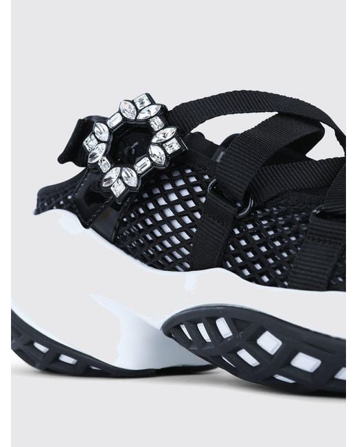 Roger Vivier White Viv' Run Mesh Ballerina With Jewel Buckle
