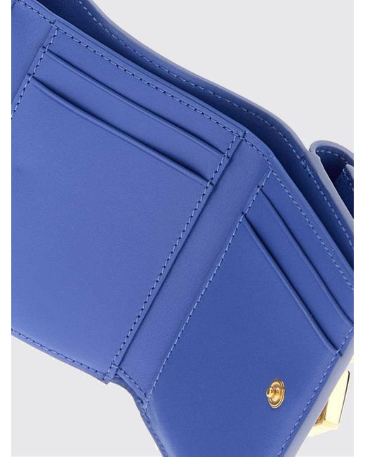 Fendi Blue Ff Diamonds Grained Leather Tri-Fold Wallet With Monogram