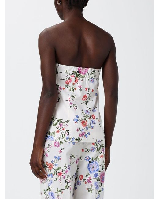 Liu Jo White Cotton Top With Floral Print