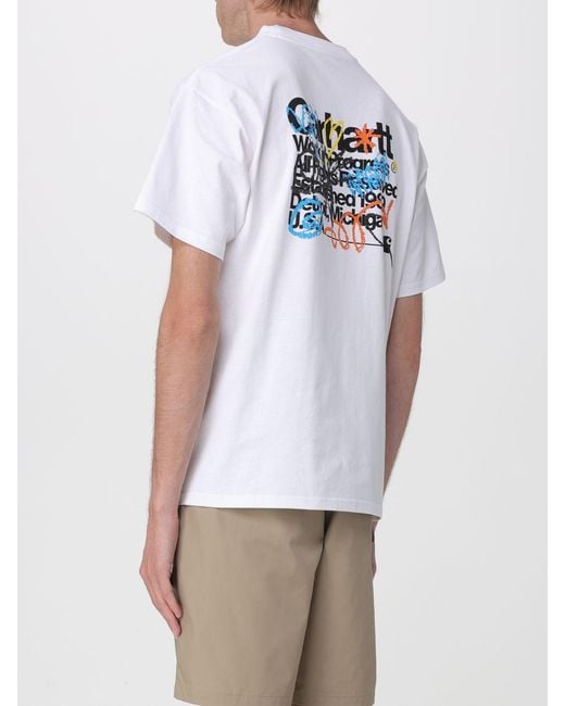Carhartt White Cotton T-Shirt With Logo for men