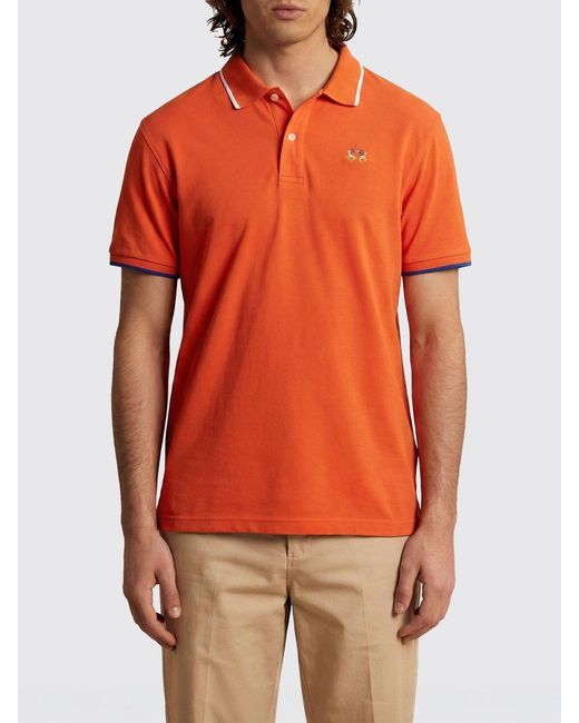 La Martina Orange Cotton Polo Shirt With Logo for men