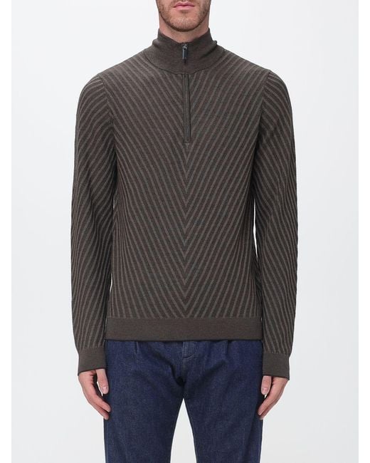 Emporio Armani Gray Slim Fit Chevron Virgin Wool Turtleneck Jumper for men