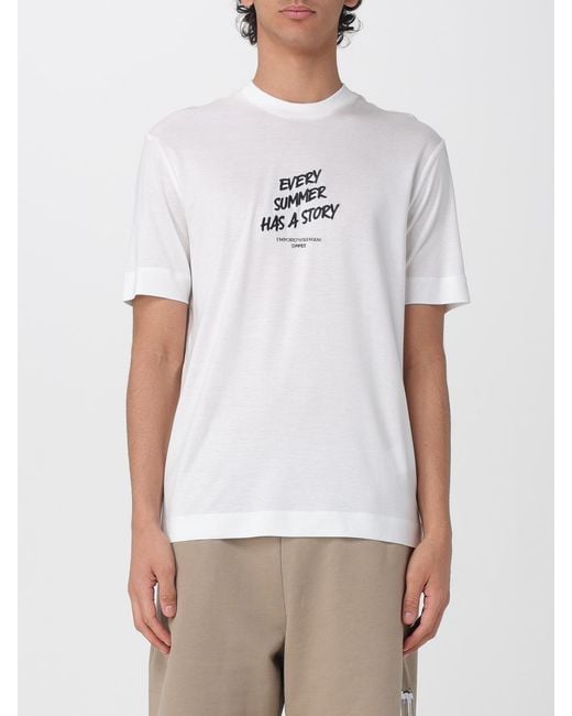 Emporio Armani White Slogan T-Shirt for men