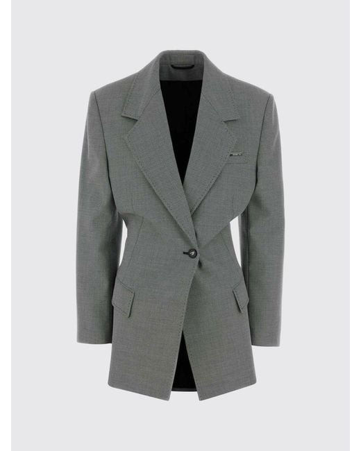 The Attico Gray Cropped Single-Breasted Blazer