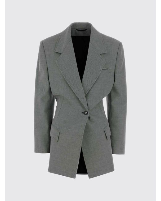 The Attico Gray Virgin Wool And Cotton Blazer