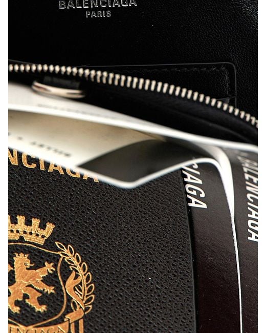 Balenciaga White Calfskin Leather Passport Holder With Emblem